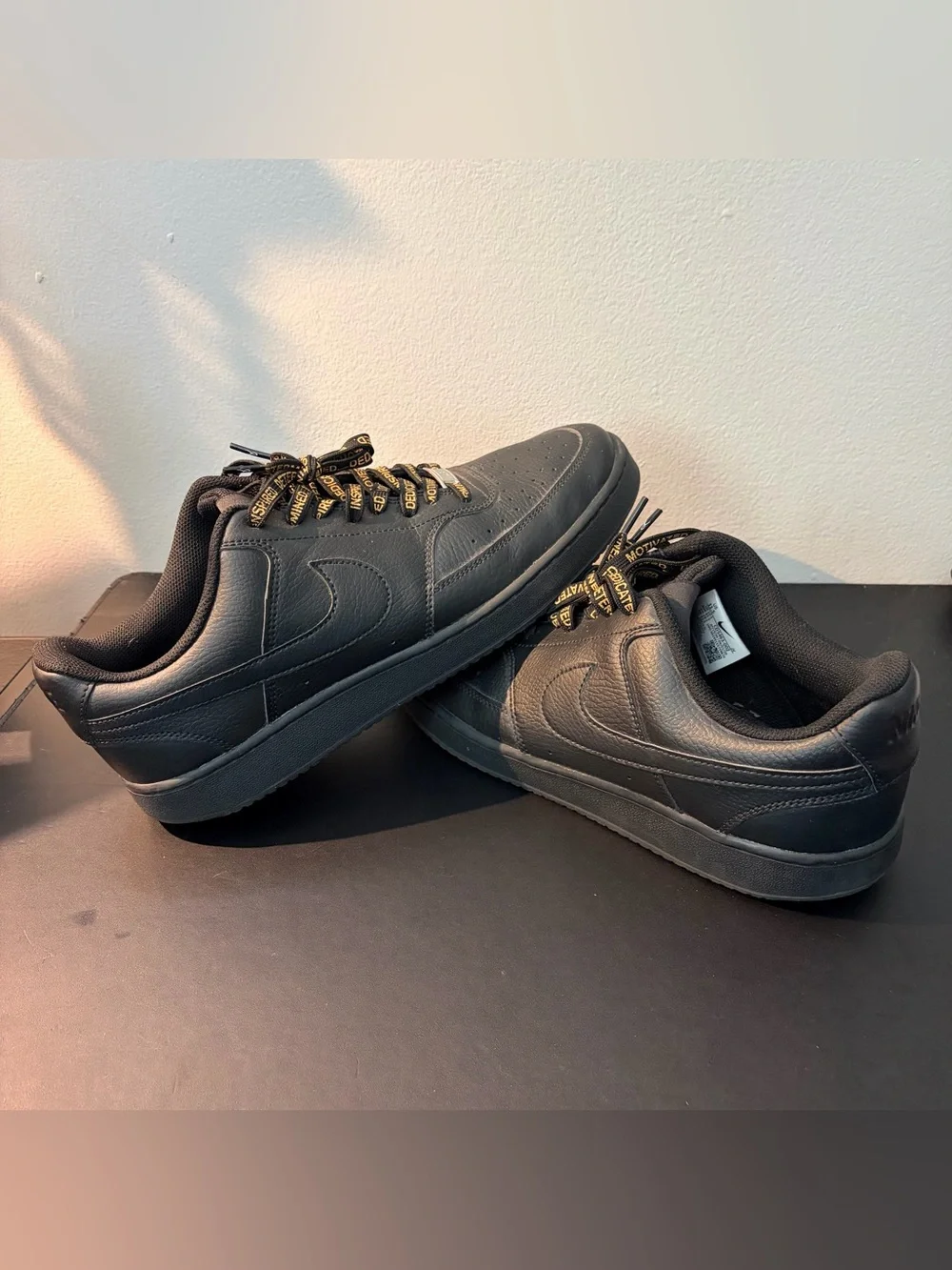 Nike Court Vision Low Triple Black Shoes Men’s Size 11.5 CD5463-002 Custom Laces